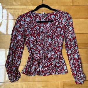 Anthropologie Lace Front Bell Sleeve Top